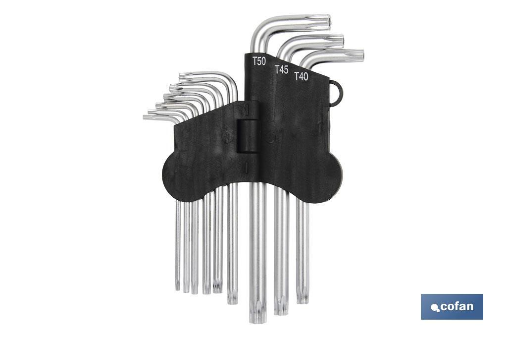JGO 9 LLAVES ACODADAS TORX (T-10 - T-50)