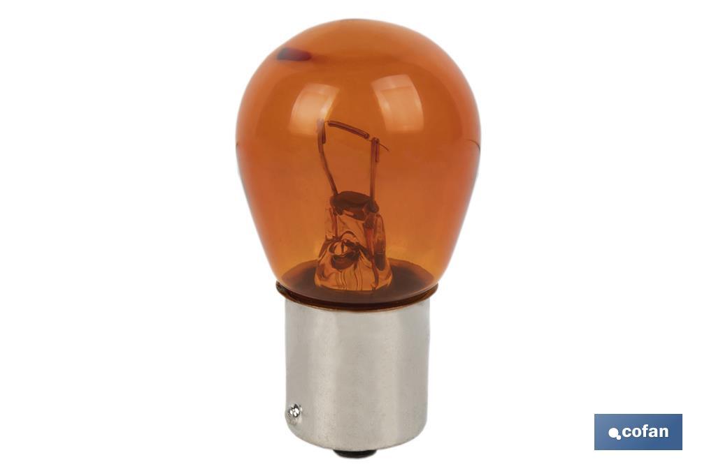 LÁMPARA COFAN 1 POLO ÁMBAR DESCENTRADA PY21W (BAU15s) 12V