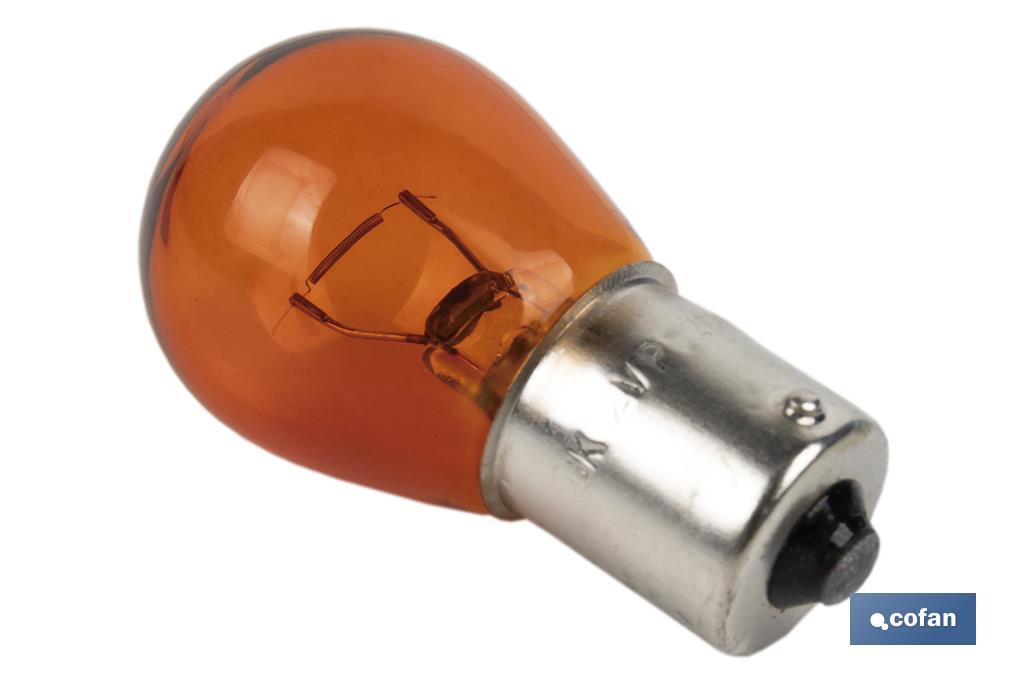 LÁMPARA COFAN 1 POLO ÁMBAR DESCENTRADA PY21W (BAU15s) 12V venta unitaria