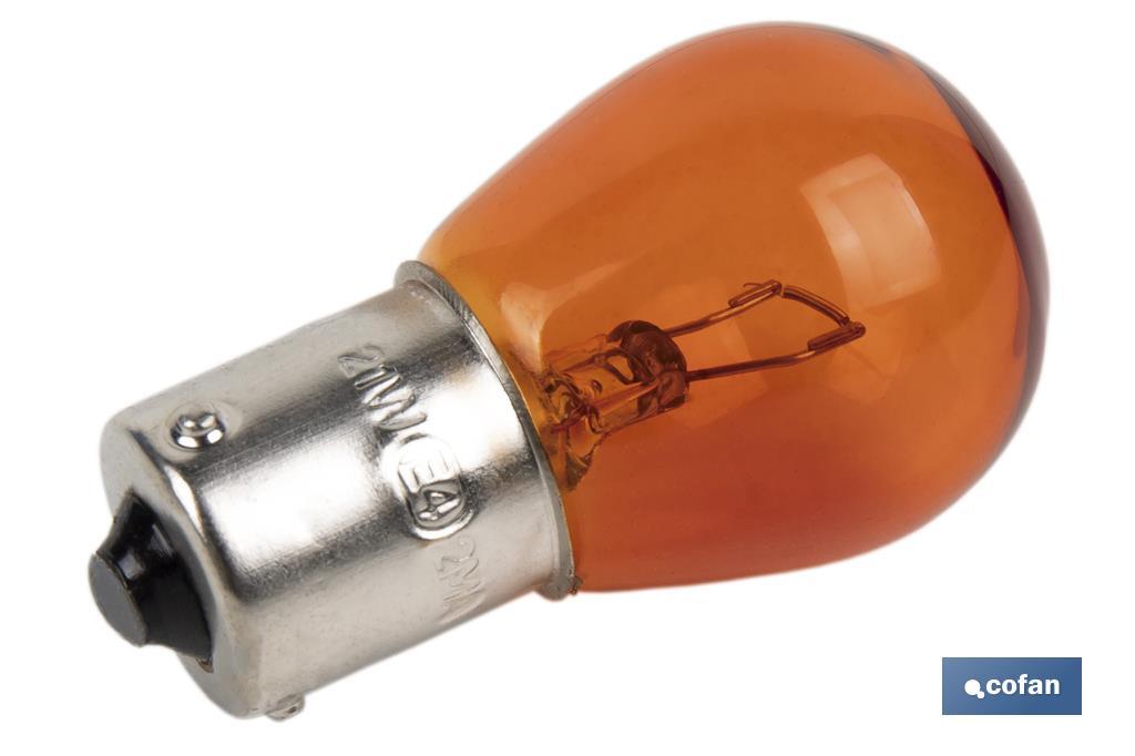 LÁMPARA COFAN 1 POLO ÁMBAR DESCENTRADA PY21W (BAU15s) 12V venta unitaria