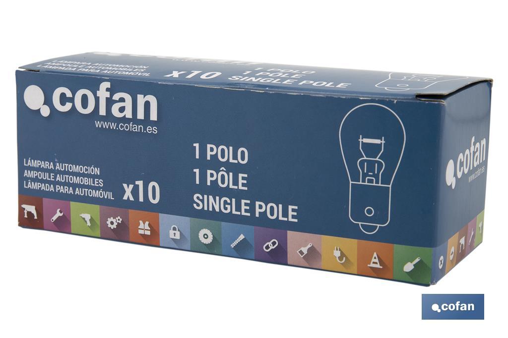 LÁMPARA COFAN 1 POLO ÁMBAR DESCENTRADA PY21W (BAU15s) 12V