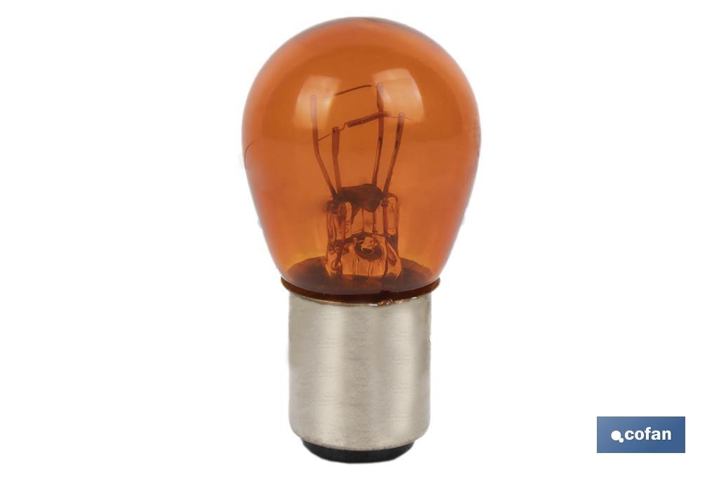 LÁMPARA COFAN 2 POLOS ÁMBAR CENTRADA P21/5W (BAY15d) 12V