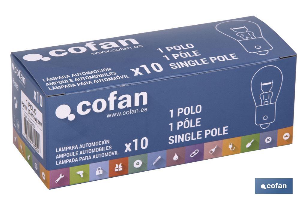 LÁMPARA COFAN 1 POLO P21W (BA15s) 24V venta unitaria