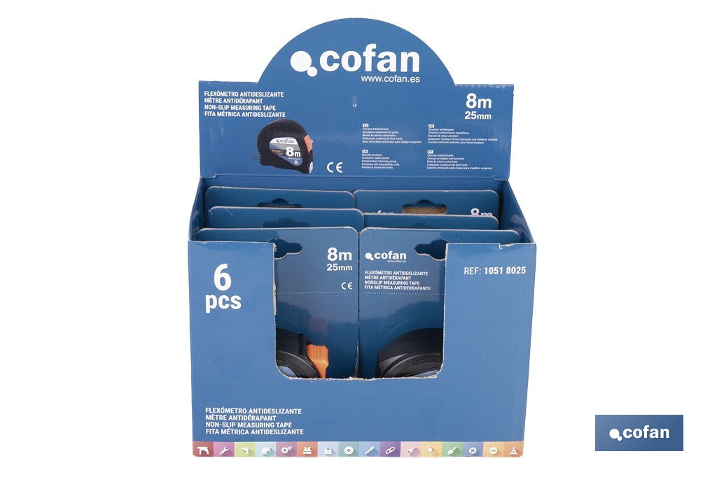 EXPOSITOR DE FLEXÓMETROS ANTIDESLIZANTES 25 MM X 8 M 6 UDS.