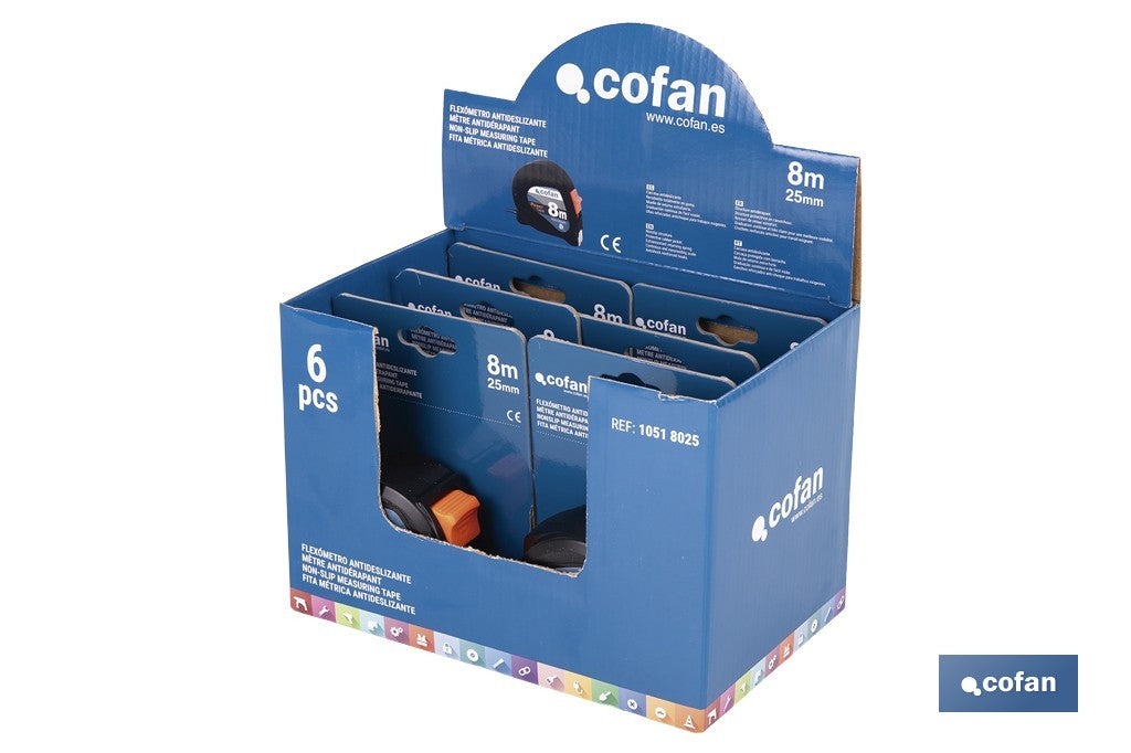 EXPOSITOR DE FLEXÓMETROS ANTIDESLIZANTES 25 MM X 8 M 6 UDS.
