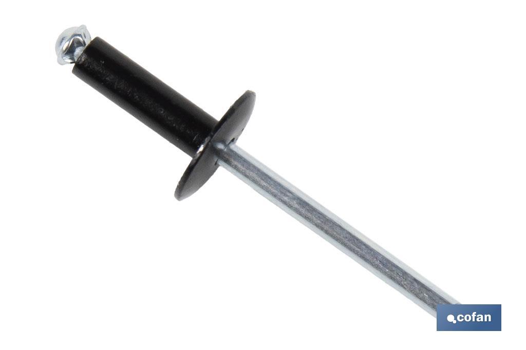 REMACHE FLOR CABEZA ANCHA NEGRO 4,8 X 16 MM