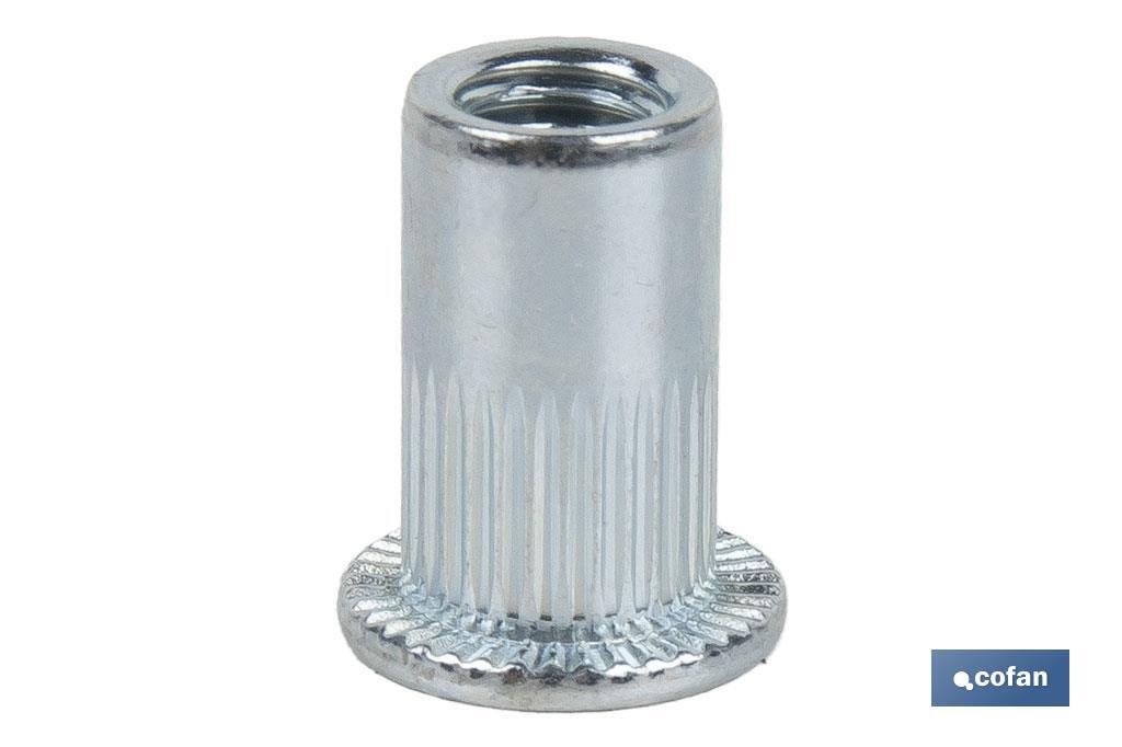 TUERCAS REMACHABLES RANURADAS ANCHAS ACERO M12