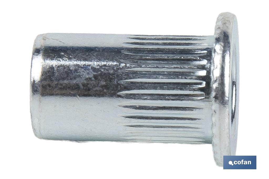 TUERCAS REMACHABLES RANURADAS ANCHAS ACERO M6