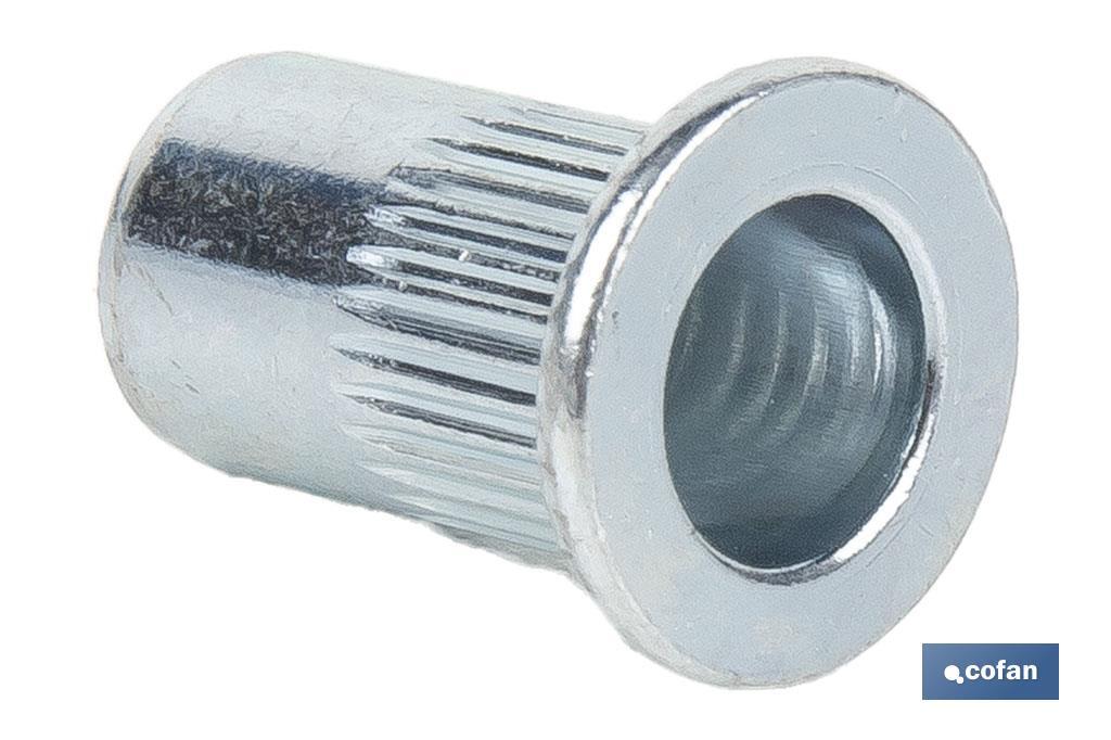 TUERCAS REMACHABLES RANURADAS ANCHAS ACERO M12
