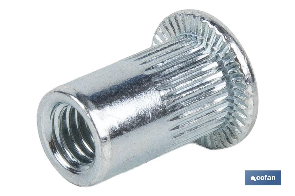 TUERCAS REMACHABLES RANURADAS ANCHAS ACERO M12