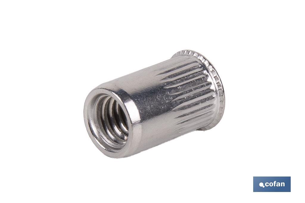 TUERCAS REMACHABLES RANURADAS CABEZA REDUCIDA INOX A-2 M3