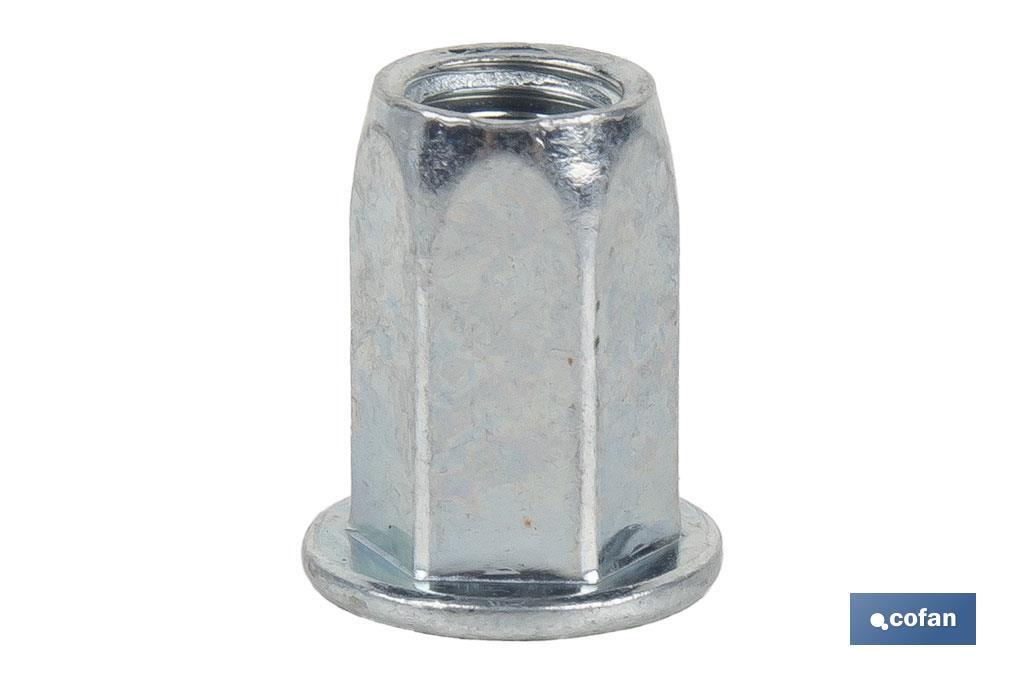 TUERCAS REMACHABLES HEXAGONAL ANCHAS ACERO M6