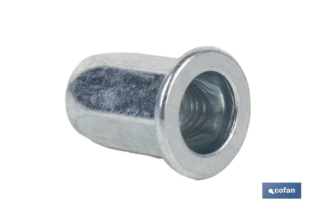 TUERCAS REMACHABLES HEXAGONAL ANCHAS ACERO M4