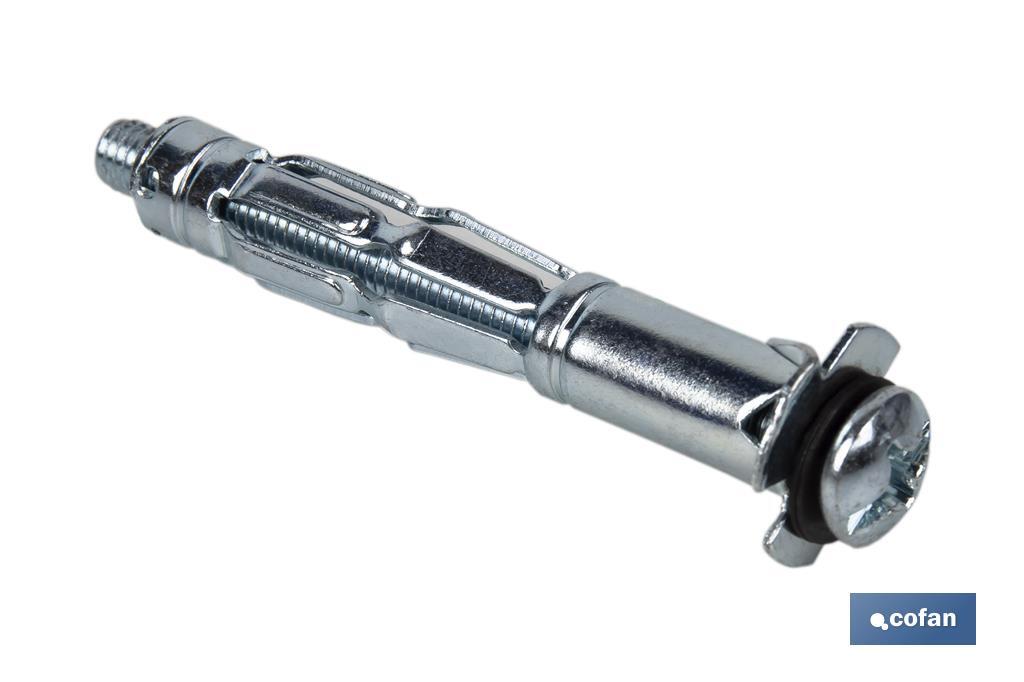 ANCLAJE METÁLICO PARA MATERIALES HUECOS MÁX. 55 MM TORNILLO M5 X 72 MM Ø10 MM Venta unitaria