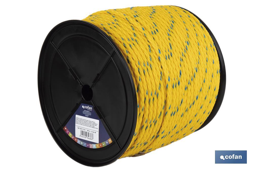 CARRETE CUERDA NÁUTICA MULTIUSOS 10 MM 100 M AMARILLO/AZUL