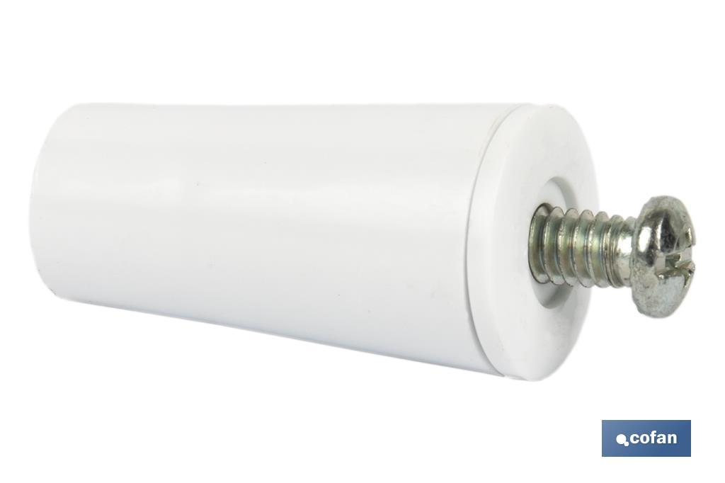 TOPE PERSIANA 40 MM BLANCO CON TORNILLO M-6 VENTA UNITARIA