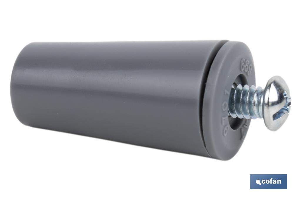 TOPE PERSIANA 40 MM GRIS CON TORNILLO M-6 VENTA UNITARIA