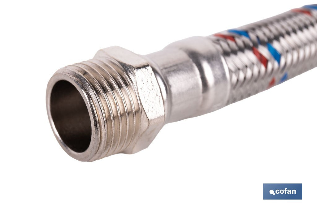 CONEXIÓN FLEXIBLE INOX PARA TERMO M1/2 - H3/4 40 CM.