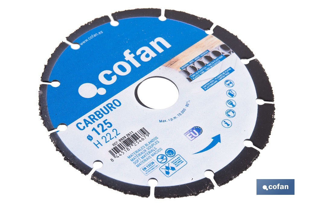 DISCO ESPECIAL DE CARBURO PARA MATERIALES BLANDOS Ø125X1 MM