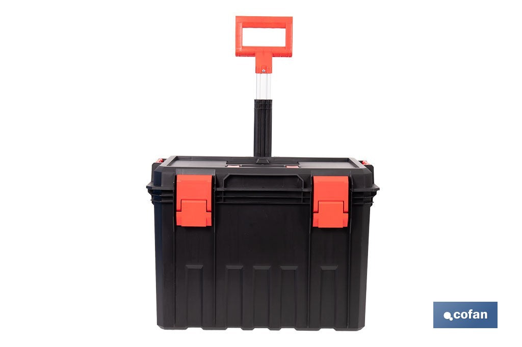 CAJA DE HERRAMIENTAS HEAVY DUTY CON ASA TELESCÓPICA Y RUEDAS 530 x 355 x 390 MM