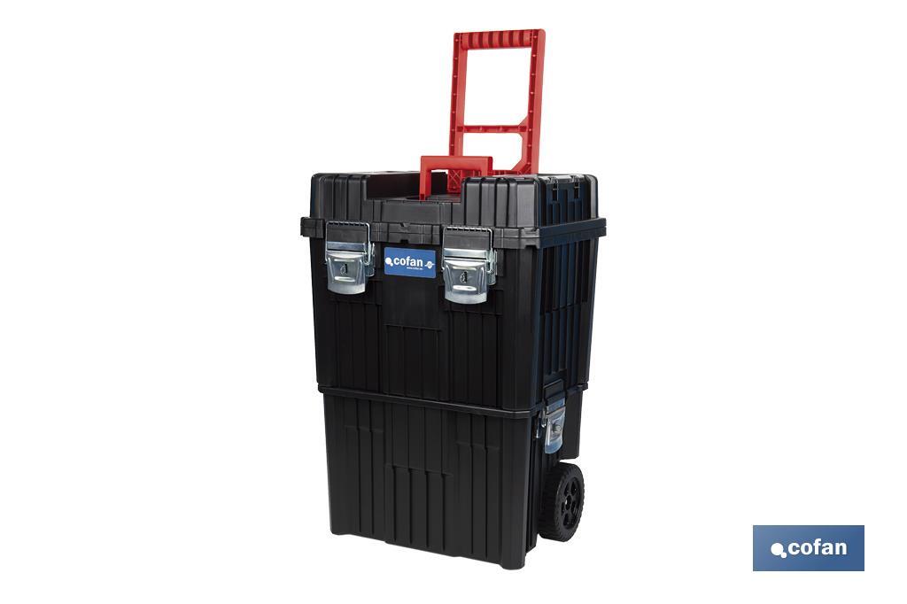 CAJA DE HERRAMIENTAS COMPACT CON DOBLE ASA Y RUEDAS 450 X 360 X 640 MM