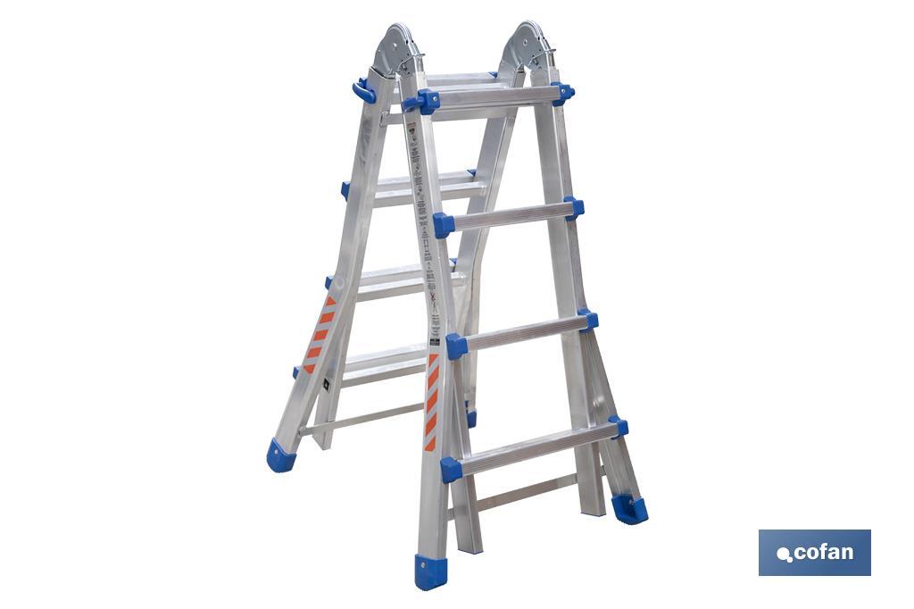 ESCALERA PLUS ALUMINIO MULTIPOSICIÓN 4 x 4 PELDAÑOS Y 3,83 M