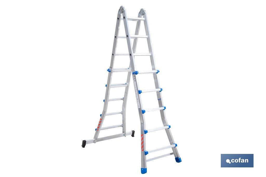 ESCALERA PLUS ALUMINIO MULTIPOSICIÓN 4 x 5 PELDAÑOS Y 4,83 M