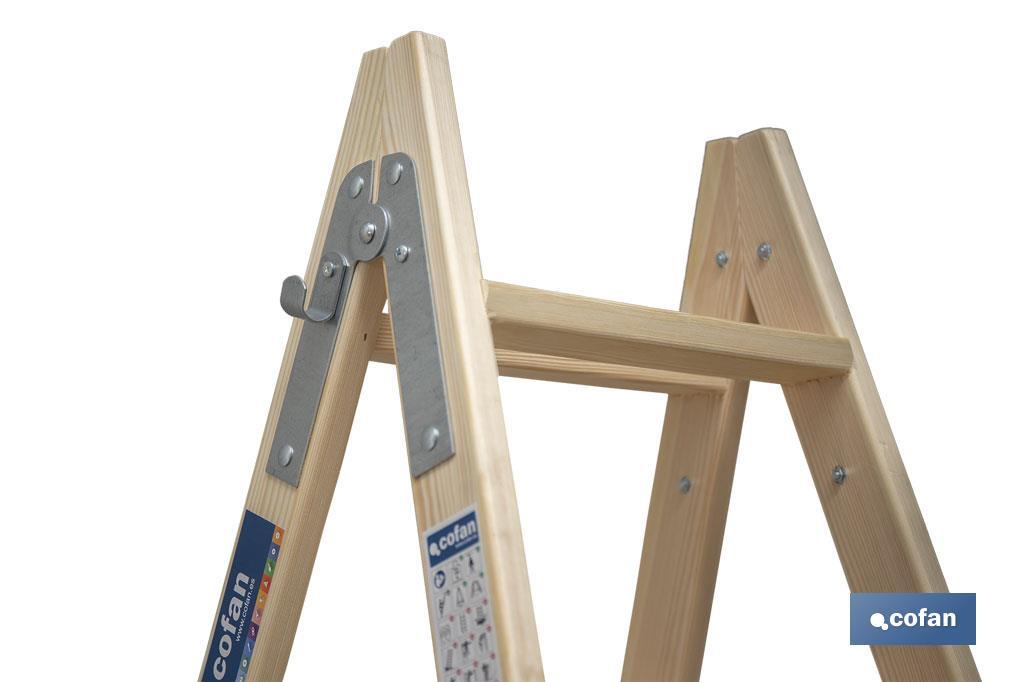ESCALERA MADERA DOBLE 9 PELDAÑOS 2,40 M