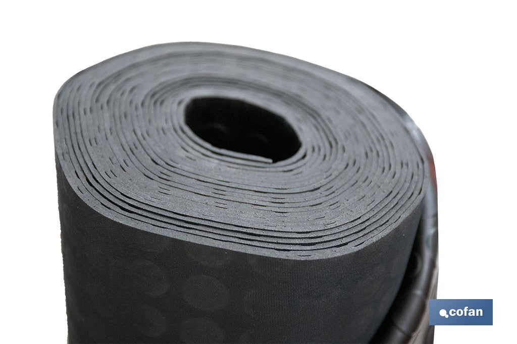 SUELO DE CAUCHO NEGRO CÍRCULOS 3 MM 1,50 X 10 M