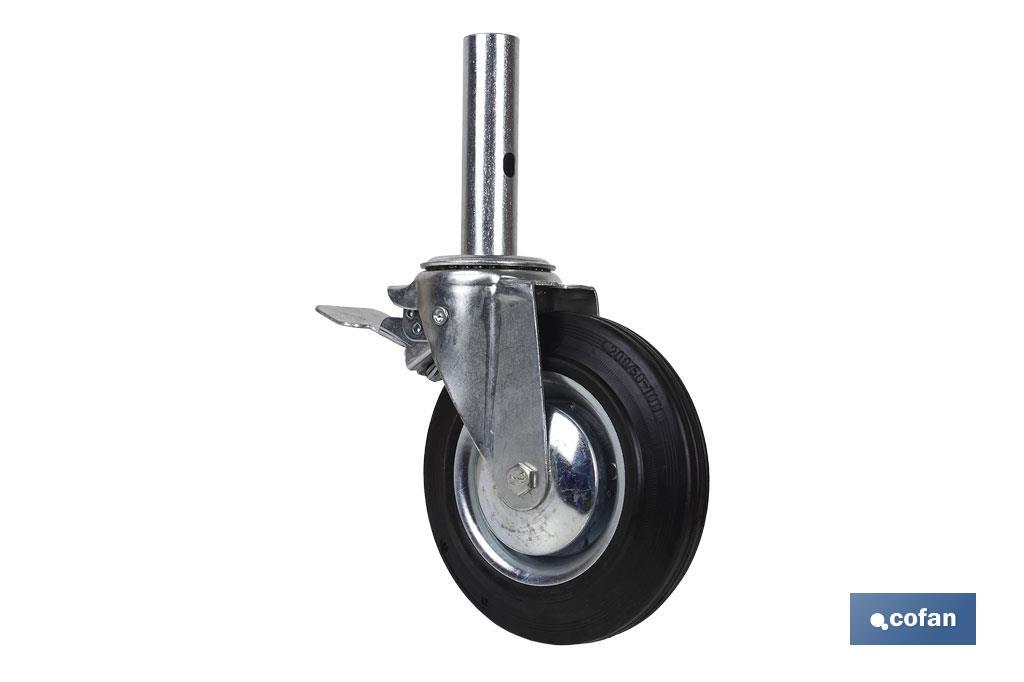 RUEDA GIRATORIA ANDAMIO C/FRENO 200 X 50 MM TUBO MACHO