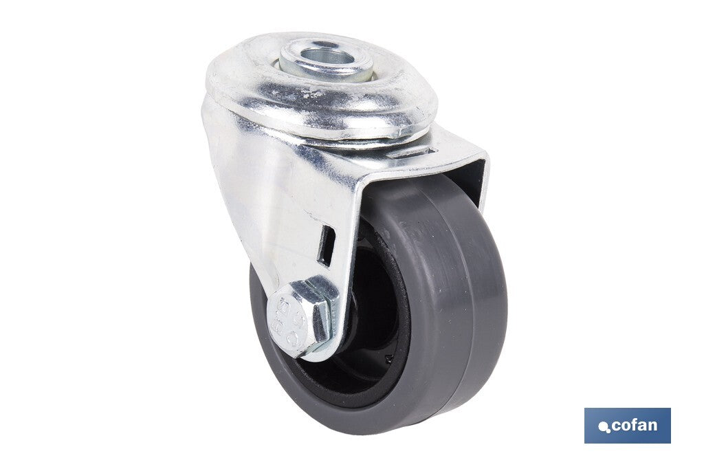 RUEDA GOMA/GRIS PASANTE Ø40X18MM Venta unitaria