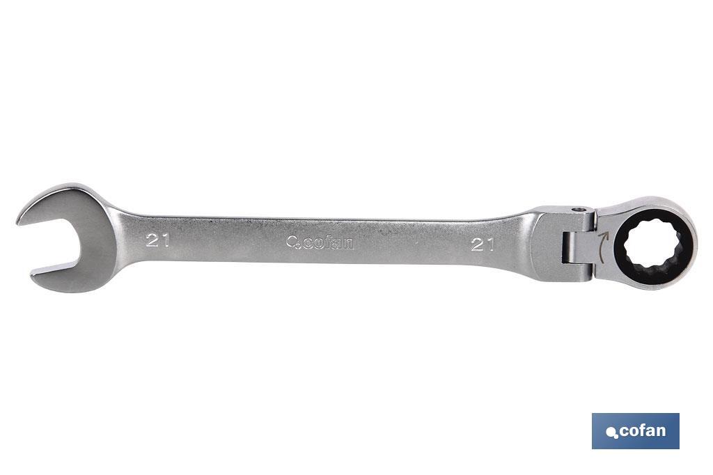 LLAVE COMBINADA ARTICULADA 180º DE CARRACA 21mm