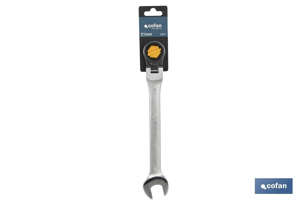 LLAVE COMBINADA ARTICULADA 180º DE CARRACA 21mm