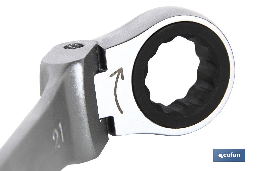 LLAVE COMBINADA ARTICULADA 180º DE CARRACA 17mm