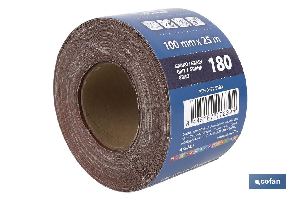 ROLLO LIJA TELA UNIVERSAL 100 X 25 M. G.180