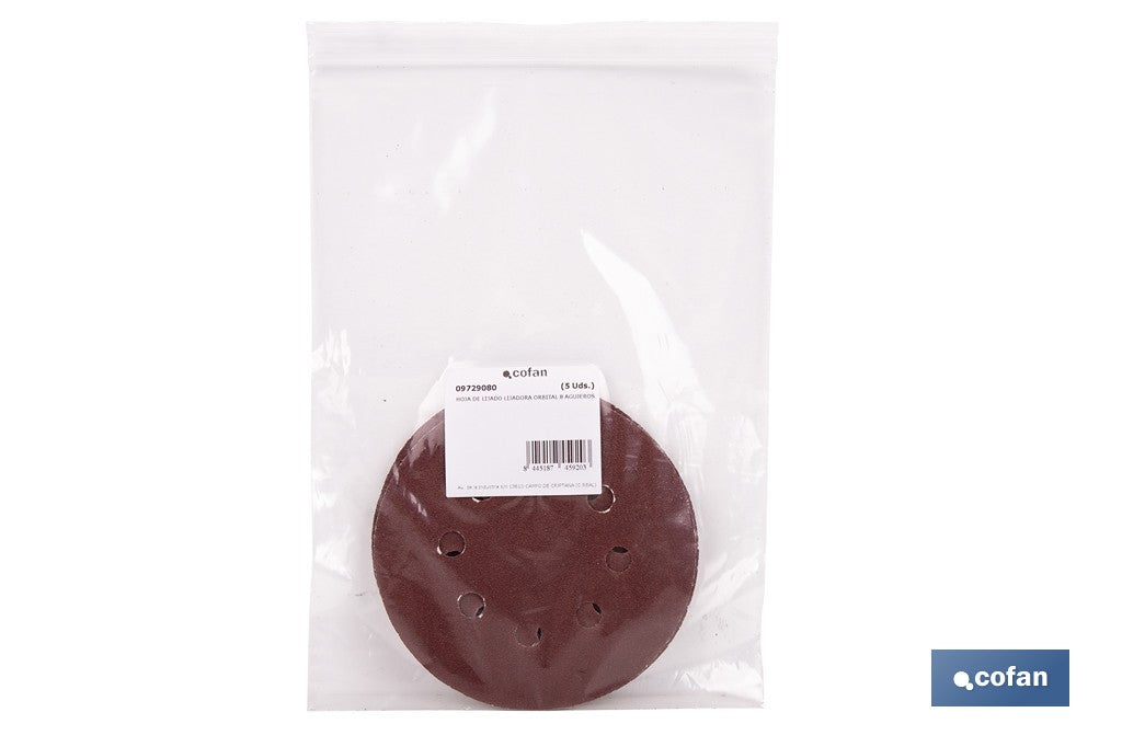 HOJA DE LIJADO LIJADORA ORBITAL 8 AGUJEROS Ø125 MM G 80