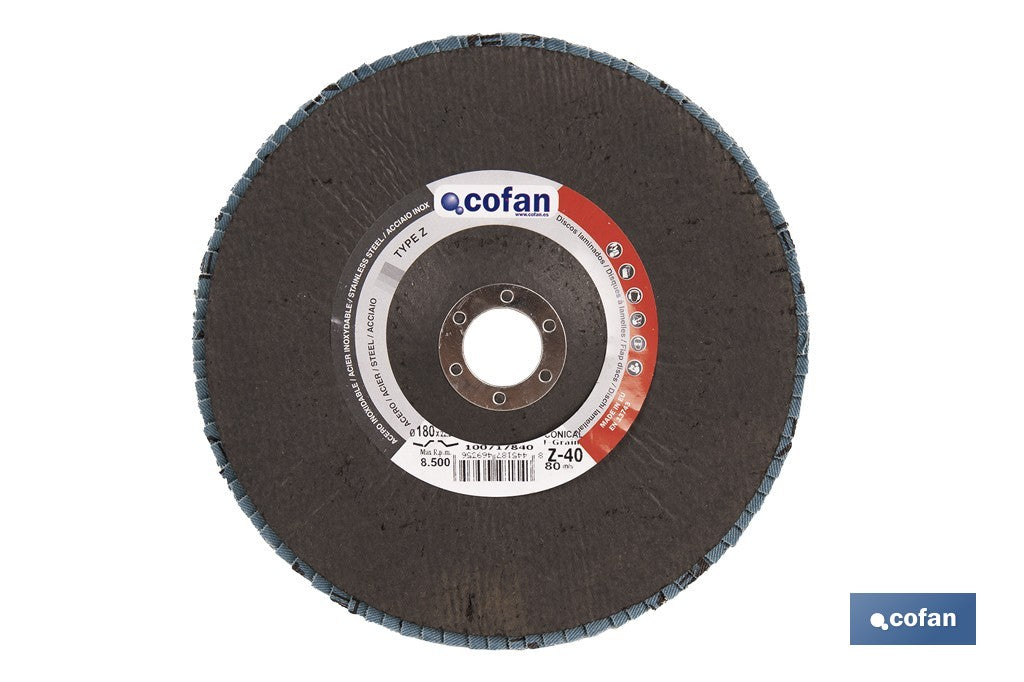 DISCO LAMINADO PROFESIONAL INCLINADO 178 MM. - GRANO 40 ZIRCONIO