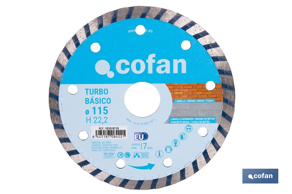 DISCO DIAMANTE TURBO BASICO 115 mm.