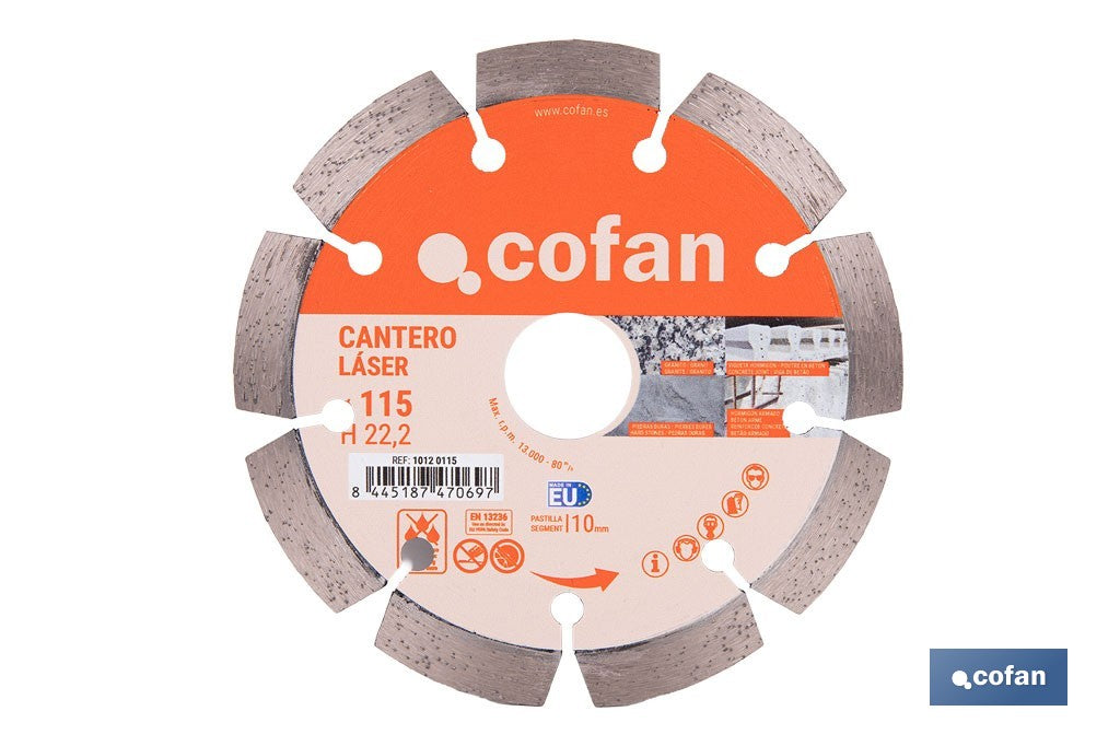 DISCO DIAMANTE MODELO CANTERO 115MM.