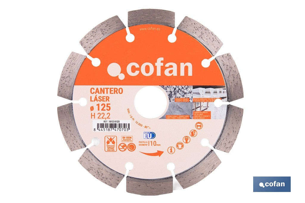 DISCO DIAMANTE MODELO CANTERO 125MM.