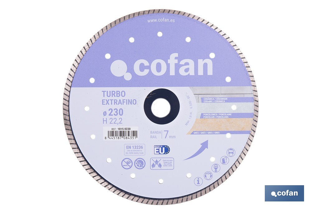 DISCO DIAMANTE TURBO EXTRAFINO 230MM.