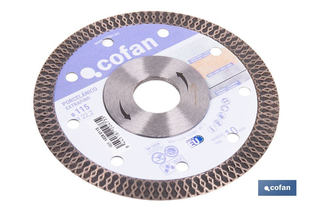 DISCO DIAMANTE PORCELANICO EXTRAFINO H-10mm, 115mm