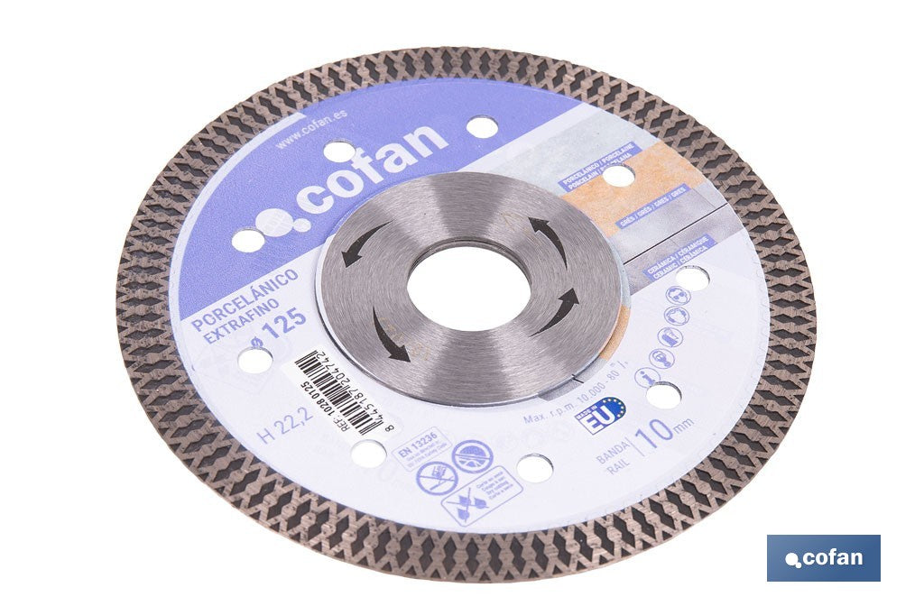 DISCO DIAMANTE PORCELANICO EXTRAFINO H-10mm, 125mm