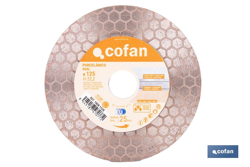 DISCO PORCELANICO DUAL CORTAR Y DESBASTAR 125MM H22,3