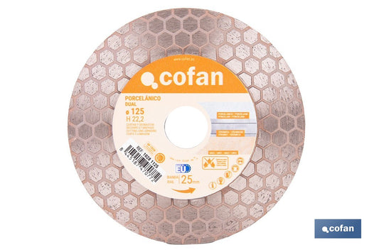 DISCO PORCELANICO DUAL CORTAR Y DESBASTAR 125MM H22,3