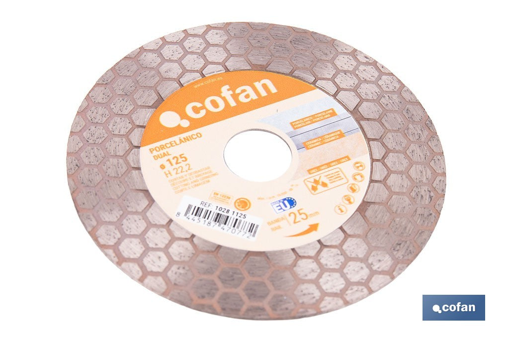 DISCO PORCELANICO DUAL CORTAR Y DESBASTAR 125MM H22,3