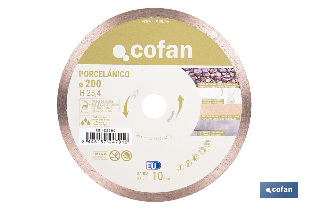 DISCO PORCELANICO MAQUINAS DE MESA 200mm - H25,4