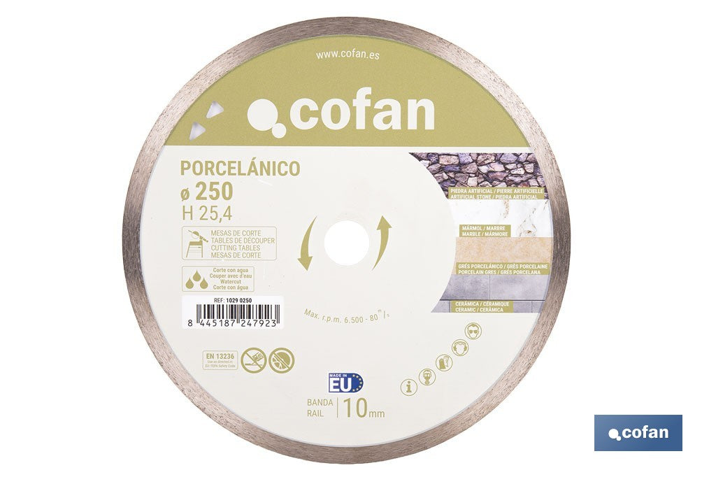 DISCO PORCELANICO MAQUINAS DE MESA 250mm - H25,4
