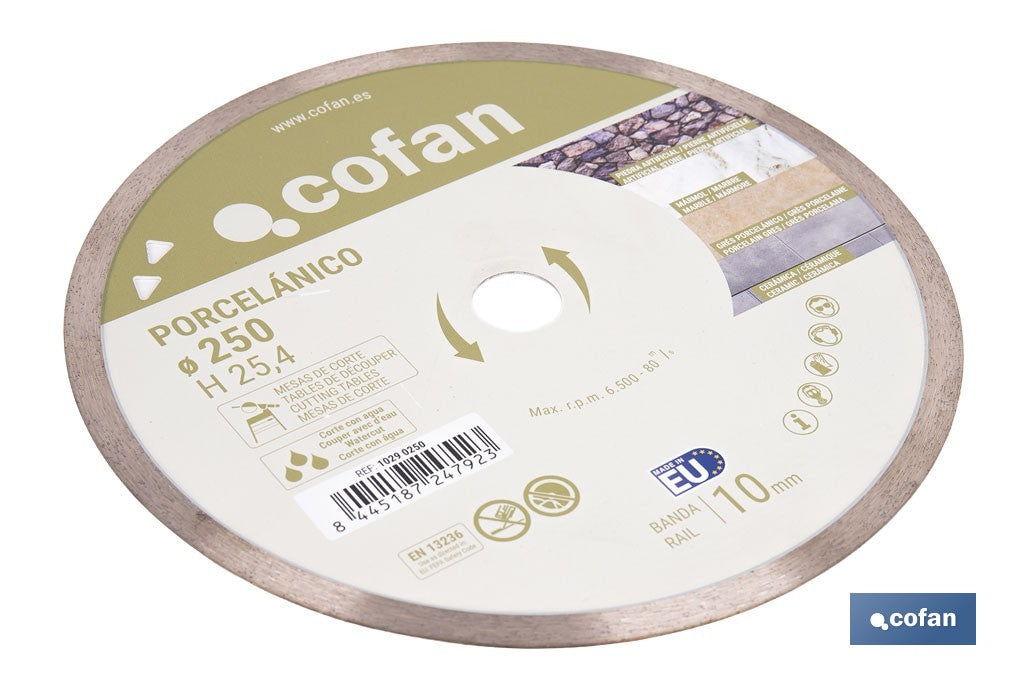 DISCO PORCELANICO MAQUINAS DE MESA 250mm - H25,4