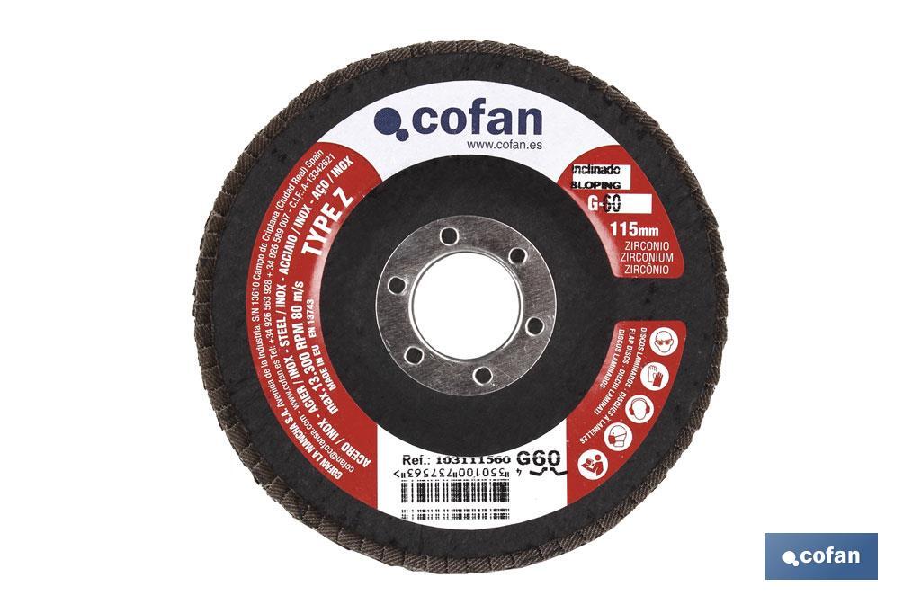 DISCO LAMINADO ESTANDAR INCLINADO 115 MM. G-40 ZIRCONIO venta unitaria